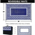 HUGEAR Reversible Straw Mat, Vintage Blue Outdoor Polypropylene Rug for ...