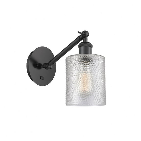 317-1W-BK-G112-LED-Innovations Lighting-Caledonia - 1 Light Wall Sconce In Industrial Style-11.38 Inches Tall and 5.3 Inches Wide Matte Black Clear