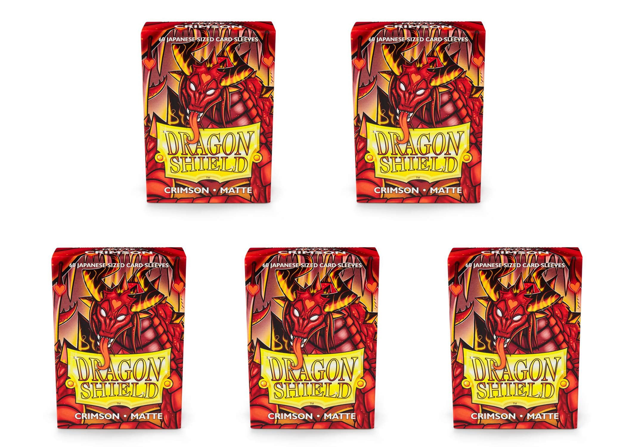 5 Packs Dragon Shield Matte Mini Japanese Crimson 60 ct Card Sleeves Value Bundle!