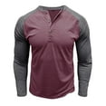 thumbnail image 2 of Blusas y camisas de manga larga con cuello redondo para hombre, blusa informal de poliéster con bloques de color y manga larga con cuello redondo., 2 of 6