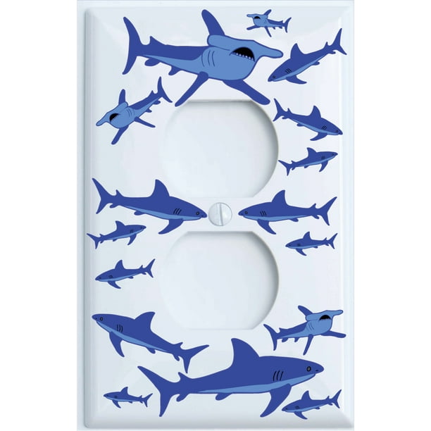 Shark Attack Outlet Switch Plates Covers / Sharks Childrens Nursery