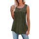 thumbnail image 1 of Camisetas sin mangas con cuello redondo para mujer, camisa informal holgada de encaje de Color puro, plisada, sin mangas, para la vida diaria, 1 of 7