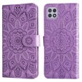 thumbnail image 2 of Flip Case for Galaxy A22 5G, Sunflower Embossed Premium PU Leather Card Slots Folio Wallet Case Shockproof Protective Magnetic Cover Compatible with Samsung Galaxy A22 5G 6.6 inch - Purple, 2 of 8