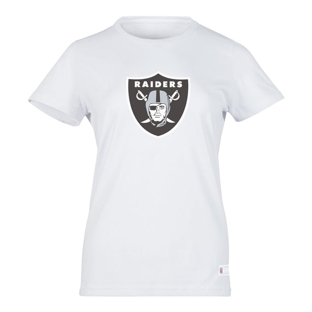NFL Playera Aficionado Básica Las Vegas Raiders Blanco para Mujer, Talla Chica