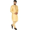 thumbnail image 3 of SKAVIJ Men's Kurta Pajama Set Art Silk Ethnic Wear Dress Beige M, 3 of 6