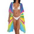 thumbnail image 3 of HELLHERO Polyester Summer Swimsuit Beach Cover Ups for Summer Travel Quick Dry Free Size Bathing Suit Cover Up Rainbow Burst, 3 of 6