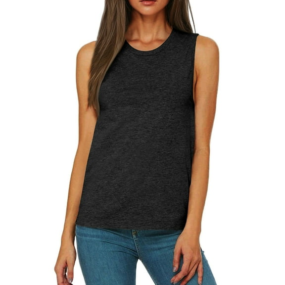 MGCWSH Athletic Women Tank Tops Loose Fit Activewear Workout Clothes Sports Running Yoga Tops Cotton Shirts Black M