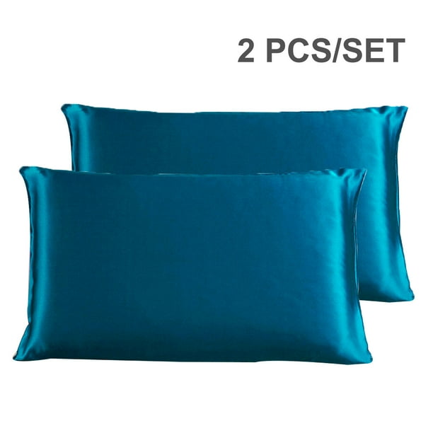2X 100 Pure Silk Fabric Pillowcase Pillow Case Cover Standard/Queen