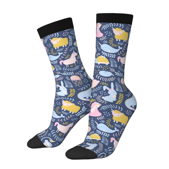 Balery Cute Baby Animals Calcetas Largas con Estampado para Hombre y Mujer – Suaves y Transpirables, Talla Única (US 5-11)