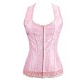 thumbnail image 2 of Elainilye Fashion Corset Tops for Women Sexy Vintage Gothic Party Floral Lace Up Slim Corset Bustier Tube Tops Shapewear,Pink, 2 of 5