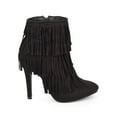 thumbnail image 2 of Nature Breeze DD34 Women Suede Cascading Fringe Single Sole Stiletto Bootie, 2 of 5