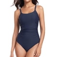 thumbnail image 4 of Women's One Piece Swimsuits Tummy Control Adjustable Straps Ruched Bathing Suit One-Piece Swimwear Navy L, 4 of 4