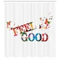 thumbnail image 3 of Saying Shower Curtain, Colorful Letters with Grunge Effect Flying Butterflies and Musical Notes Print, Fabric Bathroom Set with Hooks, 69W X 70L Inches, Multicolor, by Ambesonne, 3 of 3