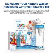 Cirkul Kids Water Bottle Starter Kit, 16oz BPA-Free Bottle with Flavor Cartridge, Blue Lid (Parrot Punch)