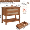 thumbnail image 5 of LELELINKY 31.5" Wide Rattan Nightstand with 2 Drawers - Large Walnut Bedside Table with Storage Shelf, Boho Bedside End Table for Bedroom, Living Room, Hallway, Modern Farmhouse Style,2pc, 5 of 8