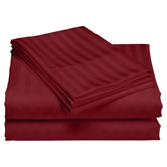 AUQ 2026 New 1200 Thread Count 100% Cotton Stripe Sheet Set Deep Pocket for Bedroom,Guestroom,Hotel (King,Burgundy)