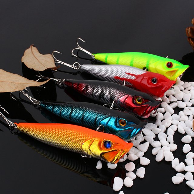 Lote de 5 uds Señuelos de pesca Popper cebos tipo Crankbaits para lubina señuelo para pez pececillo ANGGREK Otros