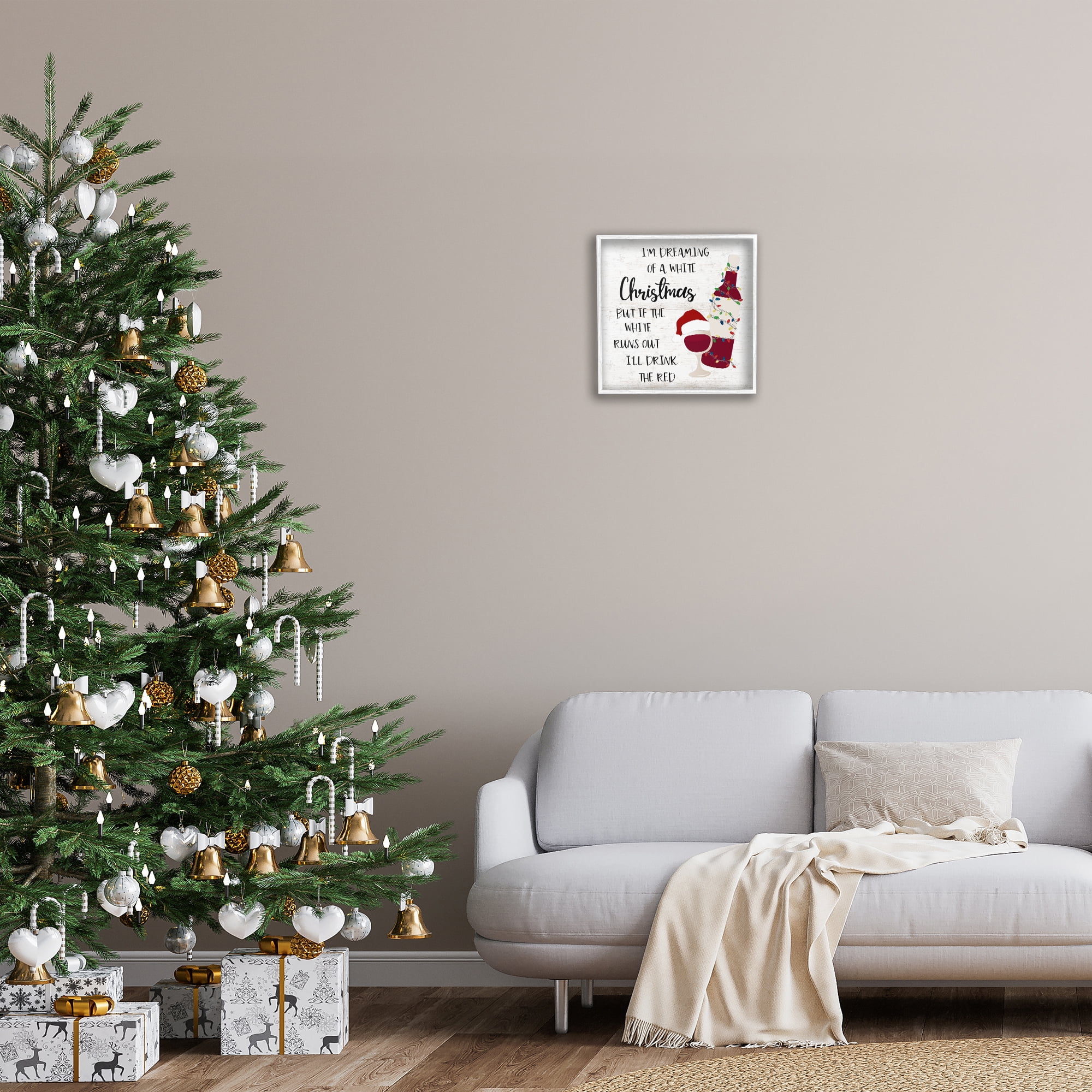 Stupell Industries Drink The Red Christmas Holiday Painting White Framed Art Prints Wall Art, 17 x 17