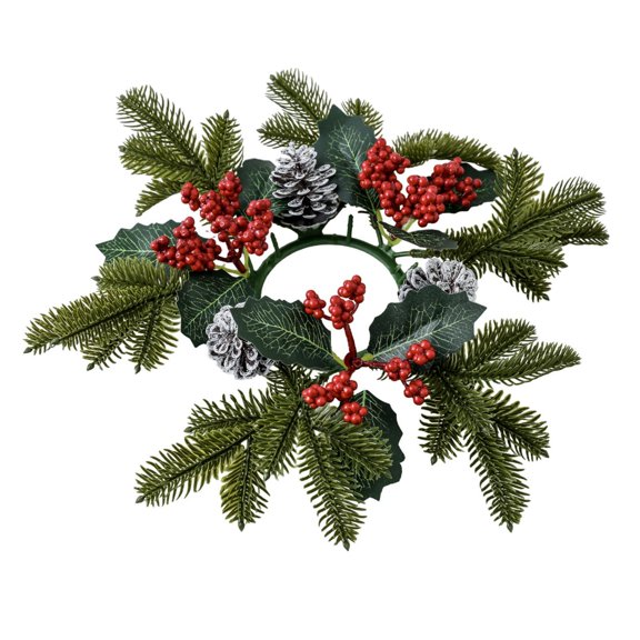 Fzaqwen Candle Ring Candlestick Holder,Wreath Desk Decor Candle Wreath Candlestick Wreath for Christmas Living Room Home Thanksgiving