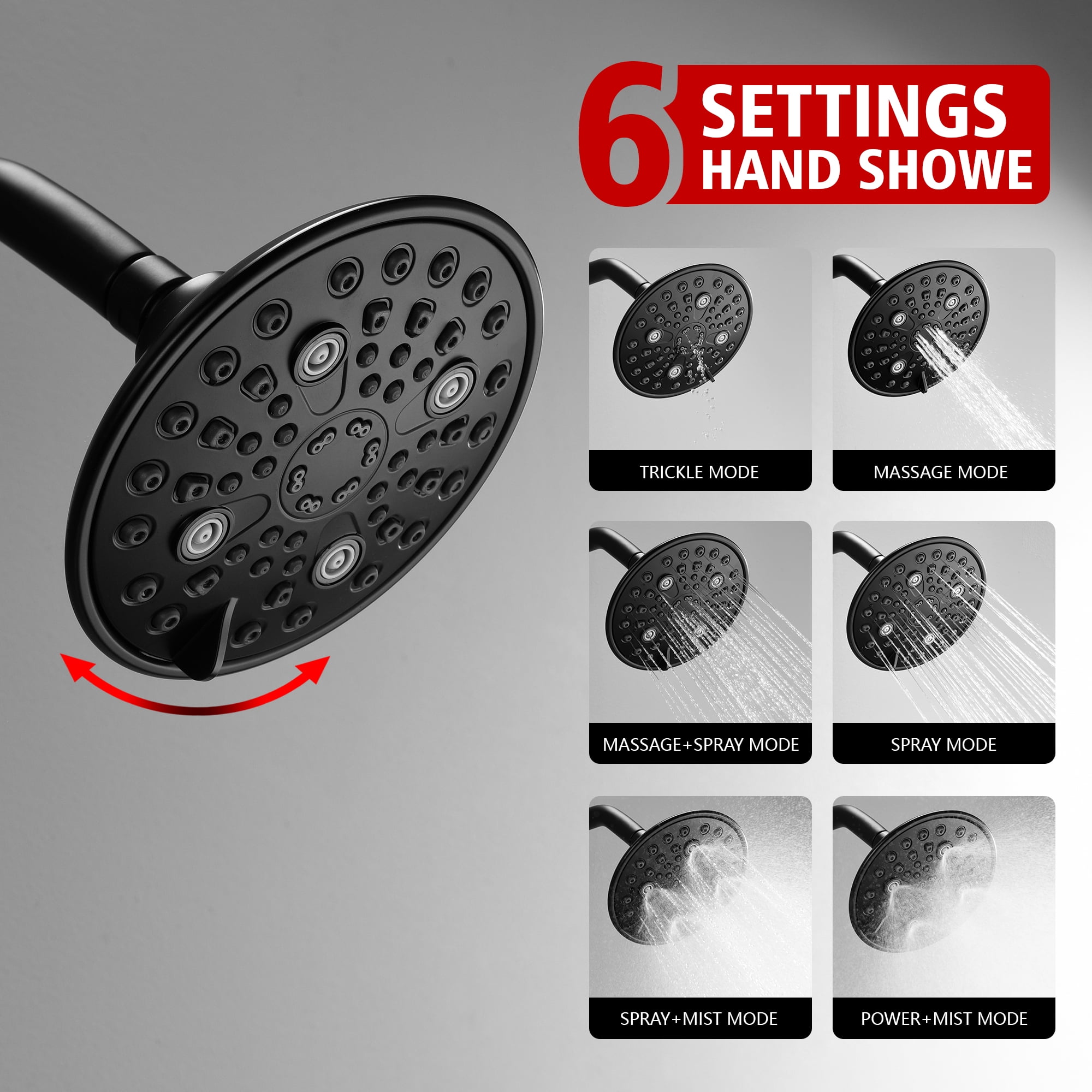 sumerain Matte Black Bathtub Shower Faucet Set With Valve, High-Flow Tub and Shower Trim Kit with Rain Shower Head and Spout