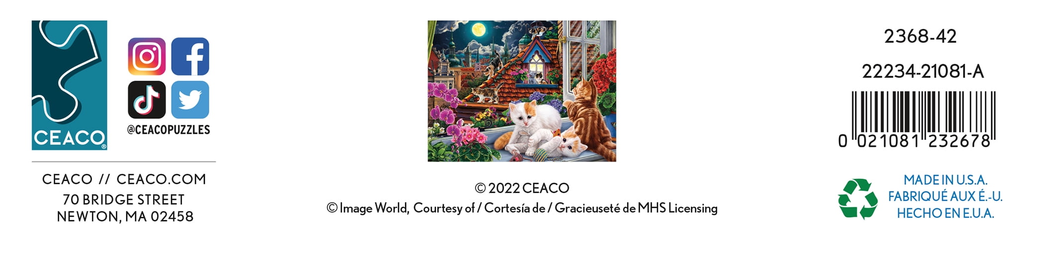 Ceaco Kittens in the Moonlight (Image World) Kevin Whitlark 500 Piece Interlocking Jigsaw Puzzle