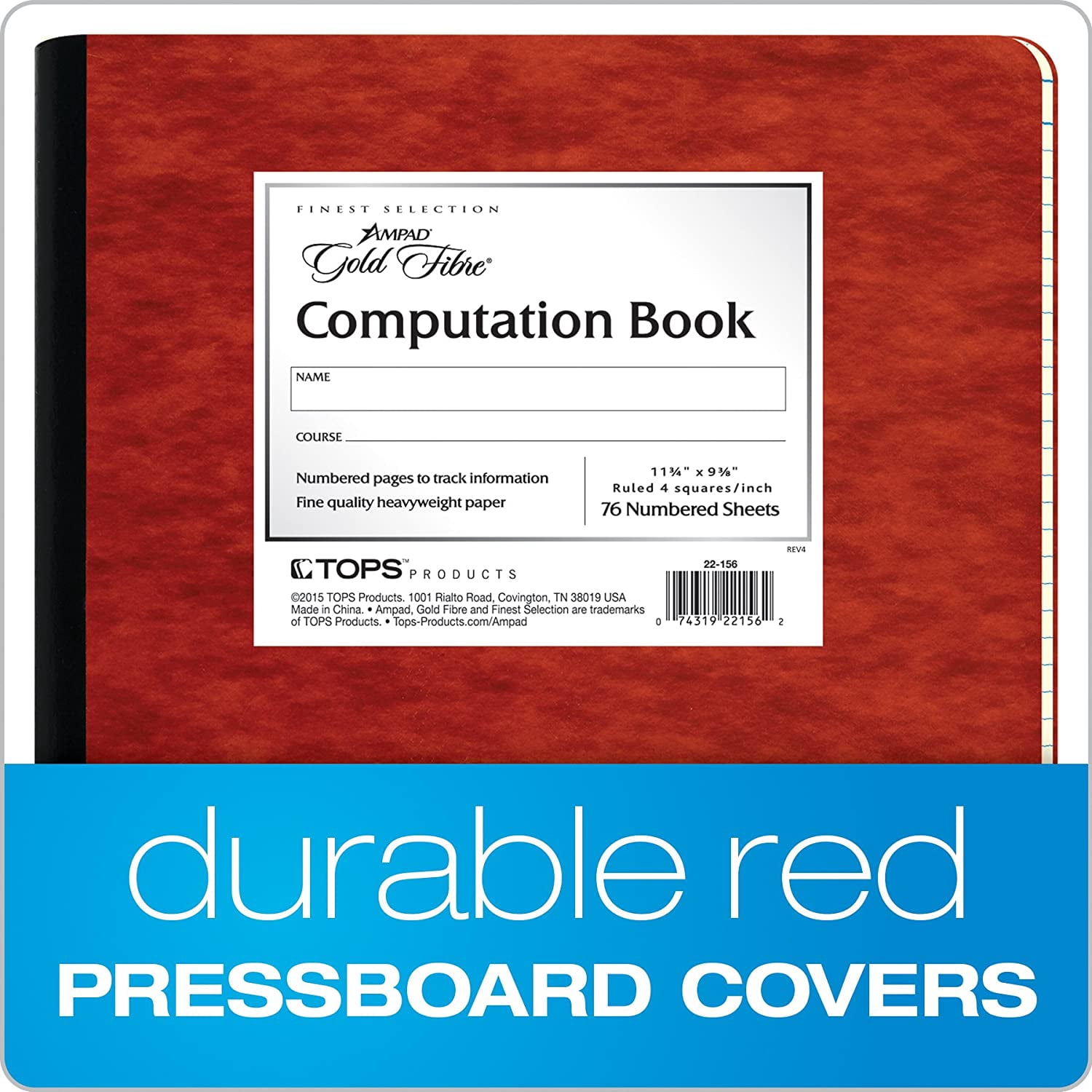 TOPS 22-156 Ampad Gold Fibre Computation Book - 11.75 x 9.37 in., Pack Of 30