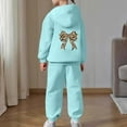 thumbnail image 4 of Bow Print Outfits Set For Kids Thick And Cozy Girls Tracksuit Fashionable Bow Print Pullover Hoodie With Jogger Pants Casual Two Piece Outfit For Toddler And Kid Mint Green 140(8-9 Years), 4 of 9