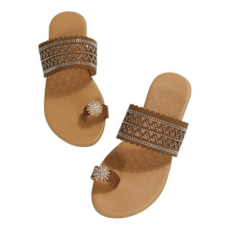 

Honeeladyy Sales Summer Women Open Toe Beach Sandals Roman Casual Flat Shoes Slippers Flip Flops