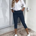 thumbnail image 4 of XFLWAM Women's Capri Pants Summer Pull On Stretch Straight Leg Cropped Pants Casual Dressy Business Office Work Capris with Pockets Navy S, 4 of 9