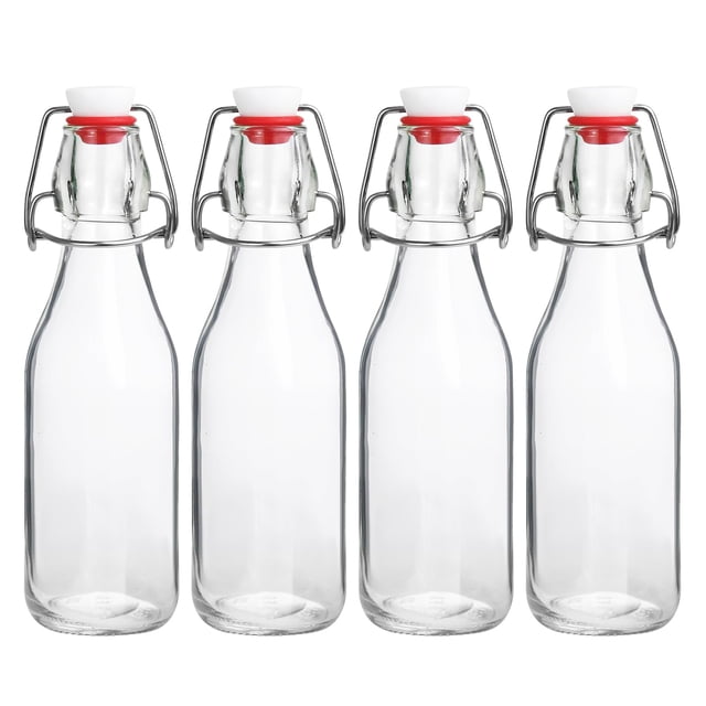 Botellas con tapa giratoria JOBVERT, 250 ml, paquete de 4, vidrio hermético