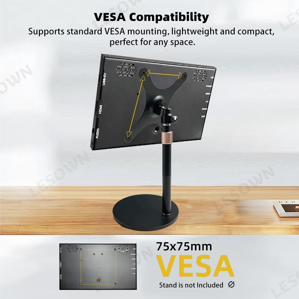 LESOWN Small Wide Monitor 7 inch Touch Screen 1024x600 IPS HDMI USB Portable Display with Speakers for Raspberry Pi Computer
