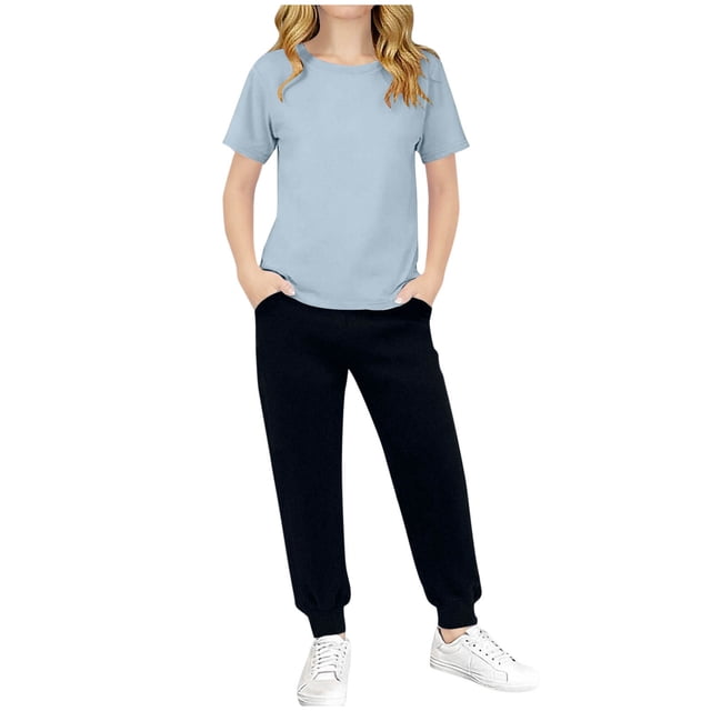 Conjunto de Pantalones de Dos Piezas de Color Sólido de Manga Corta para Niños con Pantalones a Juego, Traje de Verano Casual para Niños Y Niñas de Uso Diario