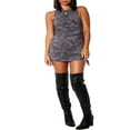 thumbnail image 2 of MesaSe Robe Moulante Sans Manches pour Femmes, Robe Courte Mini Décontractée avec Col, Bandage Plissé Ajusté, 2 of 5