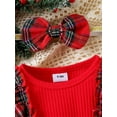 thumbnail image 4 of Bagilaanoe Baby Girl Christmas Plaid Romper Dress Newborn Long Sleeve Bodysuit + Headband 3M 6M 9M 12M Infant Fall Patchwork A-line Dresses, 4 of 9
