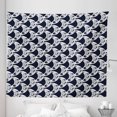 thumbnail image 1 of Bohemian Tapestry, Crescent Pattern Repetition Ethnic Ornaments Boho Celestial Sky Motif, Fabric Wall Hanging Decor for Bedroom Living Room Dorm, 5 Sizes, Dark Petrol Blue White, by Ambesonne, 1 of 1