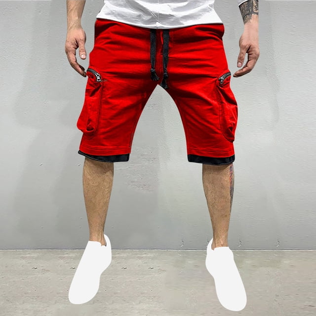 pstuiky Pantalones cortos de gimnasio para hombre, Pantalones cortos de trabajo rectos y holgados con múltiples bolsillos de moda de verano para hombre Pantalones cortos de golf