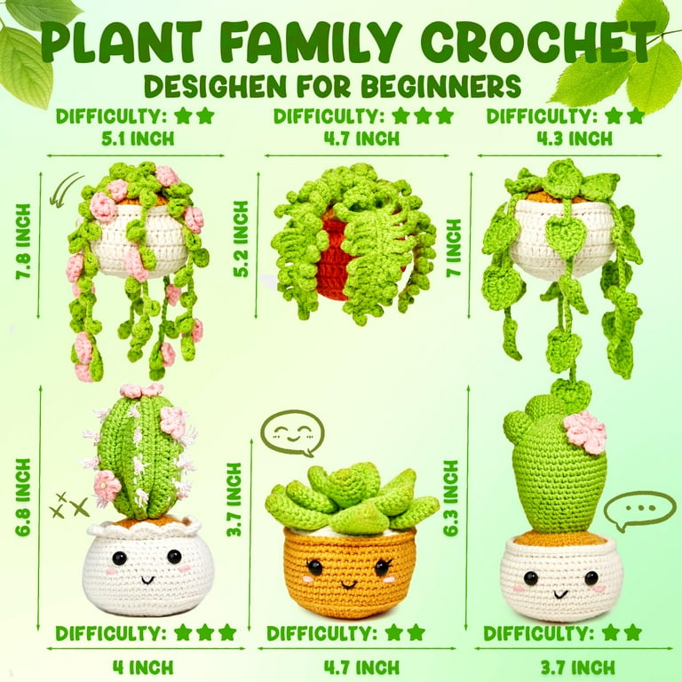 Kit Crochet Débutant Karspor - 6 Plantes Succulentes à Crocheter, Avec Tutoriels Vidéo Et Matériel Complet
