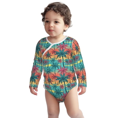 

Haiem Hawaii Palms Printed Unisex-Baby Long Sleeve Onesies Bodysuits Unisex Babies Snap-Up Rompers-6 Months