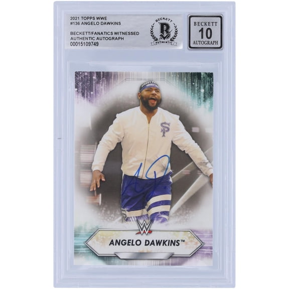 Angelo Dawkins WWE Autographed 2021 Topps #136 Beckett Fanatics Witnessed Authenticated 10 Card - Fanatics Authentic Certified