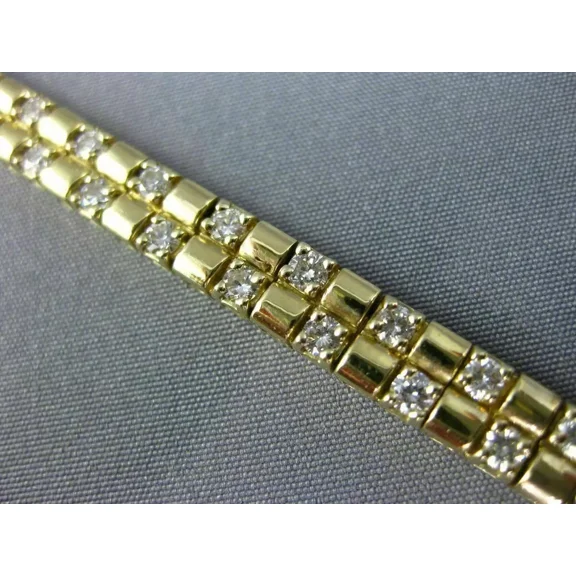 White Moissanite 7 Ct Round Cut Men's Tennis Bracelet Plated 14K Yellow Gold