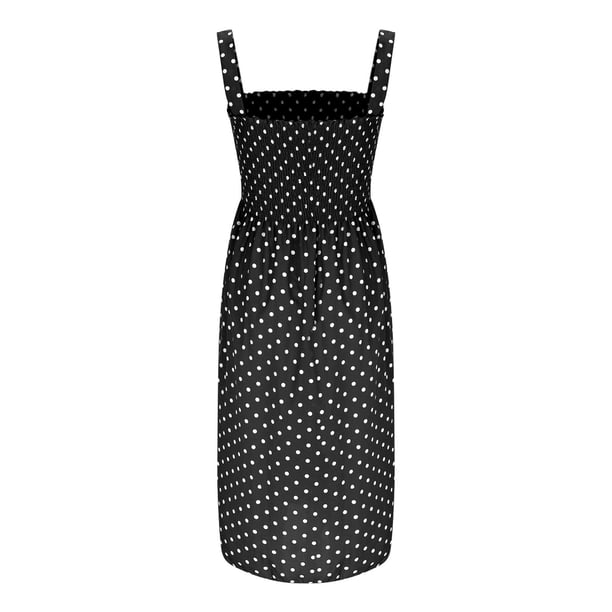 Ovbmpzd Birthday Dress for Women Sleeveless Midi Black Polka Dot Dress Knee Length Dresses Evening Dresses for Women 0, Women's, Size: Free Size