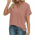 thumbnail image 3 of Womens Summer Tops Short Dolman Sleeve Shirts 2025 Fashion V Neck Outfits Clothes Pink L, 3 of 9
