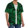 thumbnail image 4 of KLL Green Leave Fern Print Men's Shirt Short Sleeve Button Down Summer Cuba Beach Shirts- Large, 4 of 7