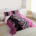 thumbnail image 4 of Homewish Girly Pink Fashion Bedding Comforter Set, Leopard Cheetah Print Twin Comforter Sets, Kawaii Cartoon Ribbon Bow Reversible Bedding Set, Super Cozy Room Decor, 2-Piece, 4 of 9