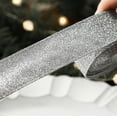 thumbnail image 4 of Lksixu Christmas Ribbon Wired, Christmas Decorations 1.5 inch x2.2 Yards Metallic Glitter Silver Wired Edge Ribbon, Christmas Tree Decorative Ribbon Fabric Craft Ribbon for Gift Wrapping Bow Wreath, 4 of 7