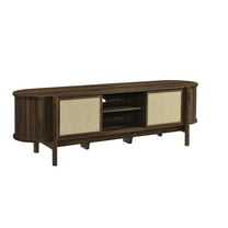 Media TV Stand Console Table, Walnut Brown, Wood, Living Dining Room Kitchen Cafe Bistro Hospitality Restaurant, Modern Contemporary, HB37740