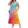 thumbnail image 5 of Women's Summer Maxi Dress 2026 Sleeveless Tie Dye Casual Loose Long Beach Sundress Travel Vacation Outfits, 5 of 7