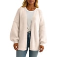 thumbnail image 6 of 2025 Fall Winter Women's Fashion Oversized Cardigan Knit Sweaters Long Lantern Sleeve Casual Open Front Lightweight Outwear, 6 of 7