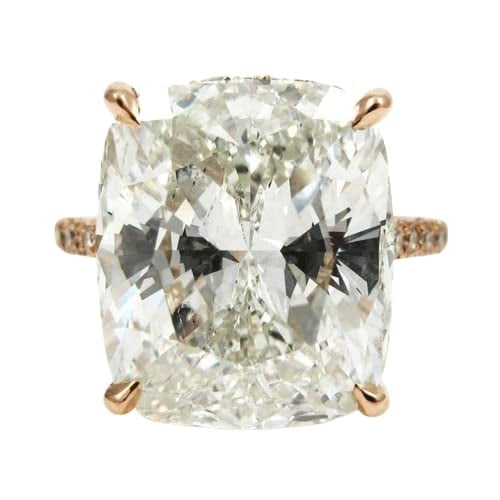HeartsAndYou 5ct Cushion Cut Moissanite Accent Solitaire Engagement Ring for Women 18k Rose Gold over Silver