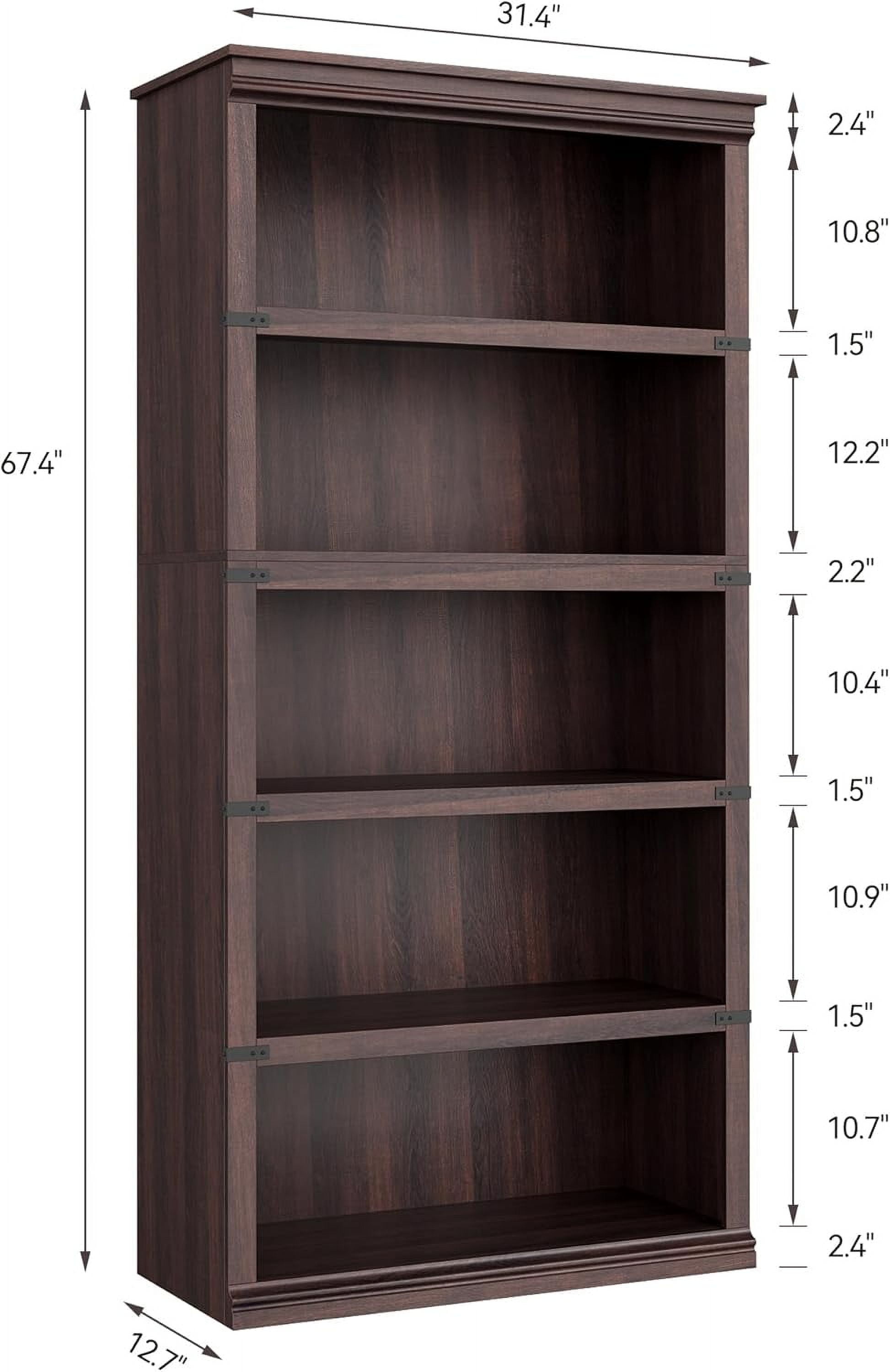 5 Tier Bookcase, Farmhouse Book Shelf with Storage Open Display Bookshelves, 67.4" Tall Book Case Wooden 5 Shelf Bookcase Home Decor Furniture for Home Office, Living Room, Bed Room Cherry